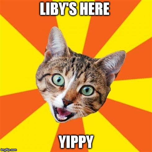 Bad Advice Cat Meme | LIBY'S HERE YIPPY | image tagged in memes,bad advice cat | made w/ Imgflip meme maker