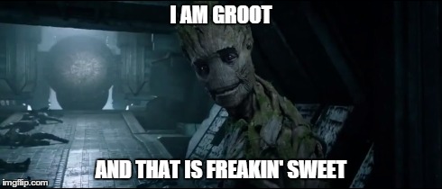 I am Groot | I AM GROOT AND THAT IS FREAKIN' SWEET | image tagged in groot,guardians of the galaxy | made w/ Imgflip meme maker