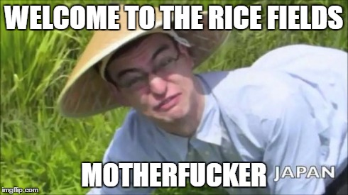 Welcome To The Rice Fields Motherfucker | WELCOME TO THE RICE FIELDS MOTHERF**KER | image tagged in welcome to the rice fields motherfucker | made w/ Imgflip meme maker