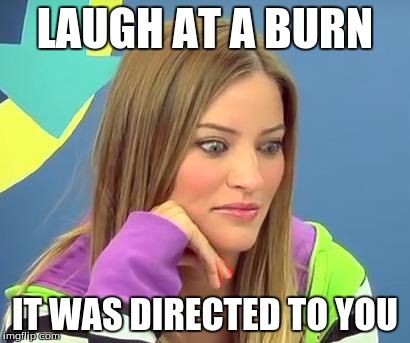 LAUGH AT A BURN IT WAS DIRECTED TO YOU | image tagged in internet realization | made w/ Imgflip meme maker