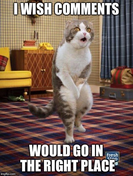 Gotta go cat | I WISH COMMENTS WOULD GO IN THE RIGHT PLACE | image tagged in gotta go cat | made w/ Imgflip meme maker