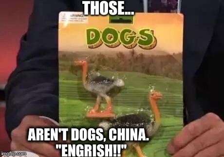My "Engrish!" Series | THOSE... AREN'T DOGS, CHINA. "ENGRISH!!" | image tagged in engrish,china,toy,funny memes | made w/ Imgflip meme maker