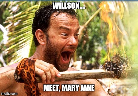 Castaway Fire Meme | WILLSON.... MEET, MARY JANE | image tagged in memes,castaway fire | made w/ Imgflip meme maker