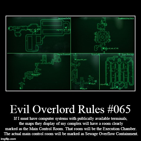 Rules 065 | image tagged in funny,demotivationals,evil overlord rules | made w/ Imgflip demotivational maker