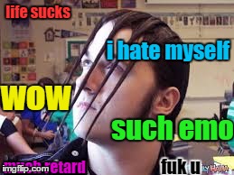 life sucks i hate myself wow such emo much retard fuk u | made w/ Imgflip meme maker