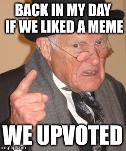 Back In My Day | BACK IN MY DAY IF WE LIKED A MEME WE UPVOTED | image tagged in memes,back in my day | made w/ Imgflip meme maker