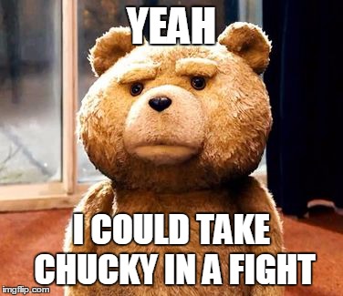 TED Meme | YEAH I COULD TAKE CHUCKY IN A FIGHT | image tagged in memes,ted | made w/ Imgflip meme maker