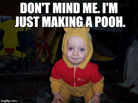 DON'T MIND ME. I'M JUST MAKING A POOH. | image tagged in making a pooh | made w/ Imgflip meme maker