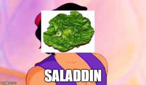 Saladdin | SALADDIN | image tagged in salad,aladdin,saladdin,puns | made w/ Imgflip meme maker