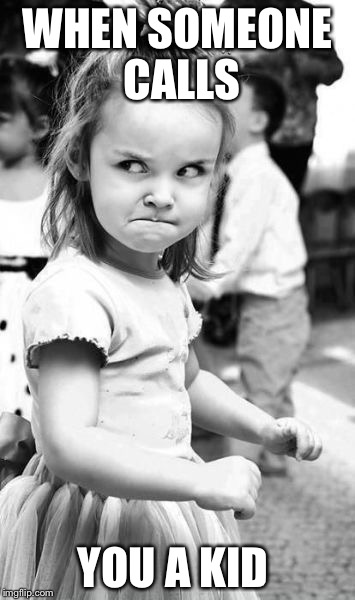 Angry Toddler Meme | WHEN SOMEONE CALLS YOU A KID | image tagged in memes,angry toddler | made w/ Imgflip meme maker