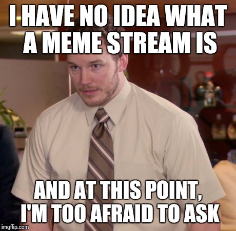 Uh, Meme Stream? | I HAVE NO IDEA WHAT A MEME STREAM IS AND AT THIS POINT, I'M TOO AFRAID TO ASK | image tagged in memes,afraid to ask andy | made w/ Imgflip meme maker