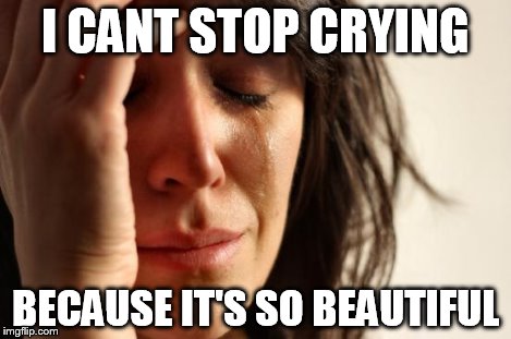 First World Problems Meme | I CANT STOP CRYING BECAUSE IT'S SO BEAUTIFUL | image tagged in memes,first world problems | made w/ Imgflip meme maker