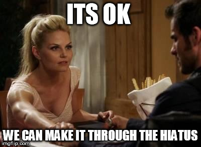 ITS OK WE CAN MAKE IT THROUGH THE HIATUS | image tagged in once upon a time captain swan | made w/ Imgflip meme maker