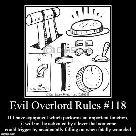 Rules 118 | image tagged in funny,demotivationals,evil overlord rules | made w/ Imgflip demotivational maker