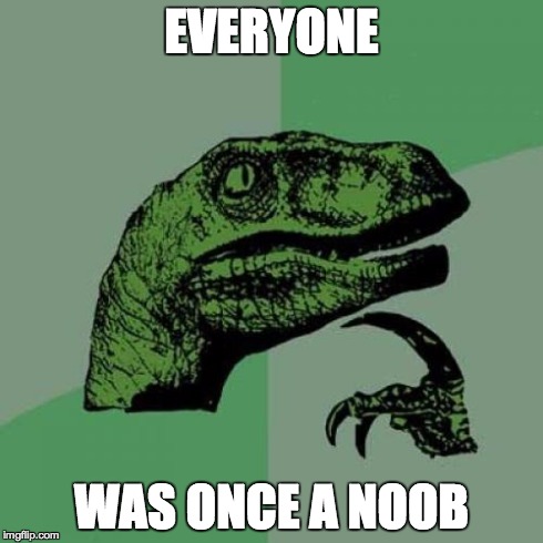 Philosoraptor | EVERYONE WAS ONCE A NOOB | image tagged in memes,philosoraptor | made w/ Imgflip meme maker