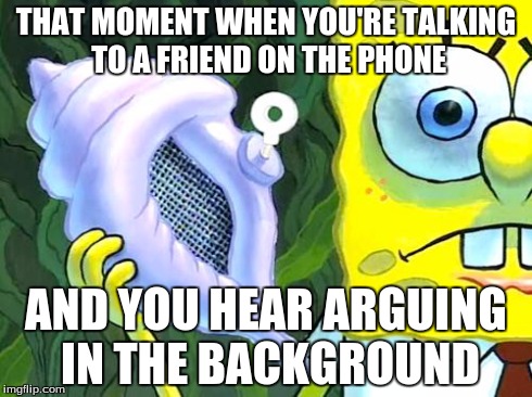 Magic Conch | THAT MOMENT WHEN YOU'RE TALKING TO A FRIEND ON THE PHONE AND YOU HEAR ARGUING IN THE BACKGROUND | image tagged in magic conch | made w/ Imgflip meme maker