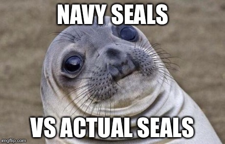 Awkward Moment Sealion Meme | NAVY SEALS VS ACTUAL SEALS | image tagged in memes,awkward moment sealion | made w/ Imgflip meme maker