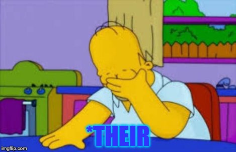 Homer facepalm | *THEIR | image tagged in homer facepalm | made w/ Imgflip meme maker