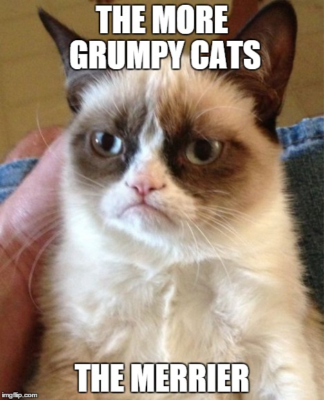 THE MORE GRUMPY CATS THE MERRIER | image tagged in memes,grumpy cat | made w/ Imgflip meme maker