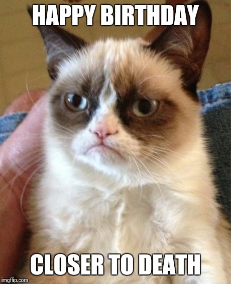 Grumpy Cat Meme | HAPPY BIRTHDAY CLOSER TO DEATH | image tagged in memes,grumpy cat | made w/ Imgflip meme maker