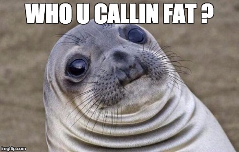 Awkward Moment Sealion Meme | WHO U CALLIN FAT
? | image tagged in memes,awkward moment sealion | made w/ Imgflip meme maker