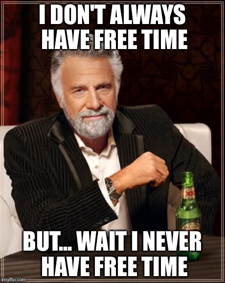 The Most Interesting Man In The World Meme | I DON'T ALWAYS HAVE FREE TIME BUT... WAIT I NEVER HAVE FREE TIME | image tagged in memes,the most interesting man in the world | made w/ Imgflip meme maker