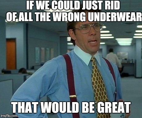 That Would Be Great Meme | IF WE COULD JUST RID OF ALL THE WRONG UNDERWEAR THAT WOULD BE GREAT | image tagged in memes,that would be great | made w/ Imgflip meme maker