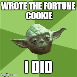 Yoda | WROTE THE FORTUNE COOKIE I DID | image tagged in yoda | made w/ Imgflip meme maker