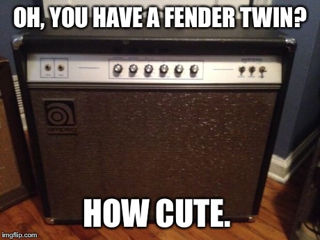 OH, YOU HAVE A FENDER TWIN? HOW CUTE. | image tagged in twin killer  | made w/ Imgflip meme maker