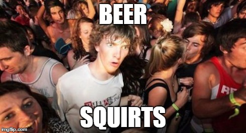 When the line at the Portajohn is longer than the concession line | BEER SQUIRTS | image tagged in memes,sudden clarity clarence | made w/ Imgflip meme maker