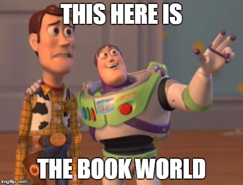 X, X Everywhere Meme | THIS HERE IS THE BOOK WORLD | image tagged in memes,x x everywhere | made w/ Imgflip meme maker
