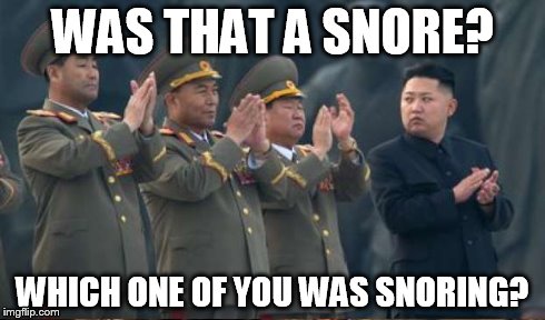 Was that snore?  | WAS THAT A SNORE? WHICH ONE OF YOU WAS SNORING? | image tagged in north korea,korea,kim jong un,kim jong un sad | made w/ Imgflip meme maker