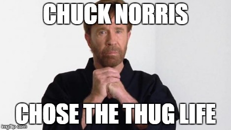 Chuck Norris | CHUCK NORRIS CHOSE THE THUG LIFE | image tagged in chuck norris | made w/ Imgflip meme maker