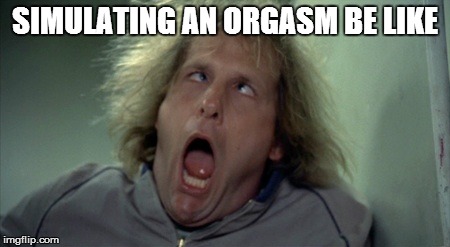 Scary Harry | SIMULATING AN ORGASM BE LIKE | image tagged in memes,scary harry | made w/ Imgflip meme maker