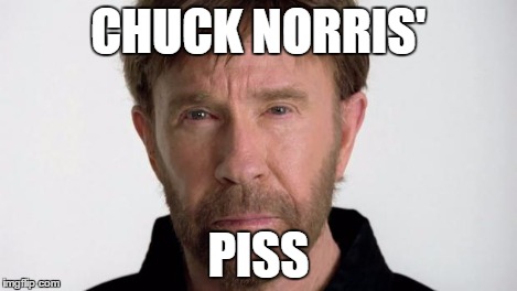 Chuck Norris | CHUCK NORRIS' PISS | image tagged in chuck norris | made w/ Imgflip meme maker