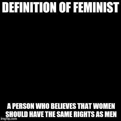Blank | DEFINITION OF FEMINIST A PERSON WHO BELIEVES THAT WOMEN SHOULD HAVE THE SAME RIGHTS AS MEN | image tagged in blank | made w/ Imgflip meme maker