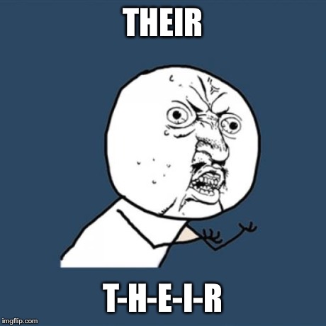 Y U No Meme | THEIR T-H-E-I-R | image tagged in memes,y u no | made w/ Imgflip meme maker