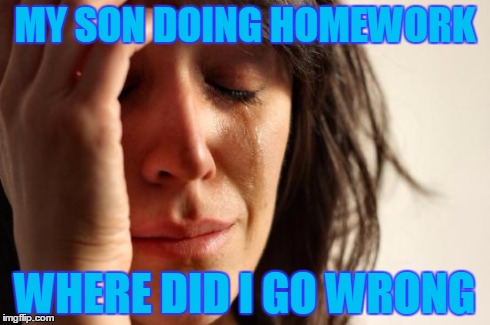 First World Problems | MY SON DOING HOMEWORK WHERE DID I GO WRONG | image tagged in memes,first world problems | made w/ Imgflip meme maker