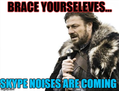 Brace Yourselves X is Coming Meme | BRACE YOURSELEVES... SKYPE NOISES ARE COMING | image tagged in memes,brace yourselves x is coming | made w/ Imgflip meme maker