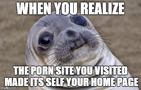 Awkward Moment Sealion Meme | WHEN YOU REALIZE THE PORN SITE YOU VISITED MADE ITS SELF YOUR HOME PAGE | image tagged in memes,awkward moment sealion | made w/ Imgflip meme maker