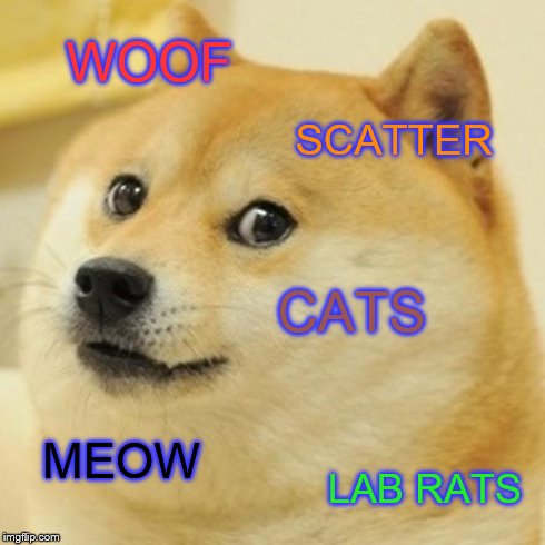 Doge Meme | WOOF SCATTER CATS MEOW LAB RATS | image tagged in memes,doge | made w/ Imgflip meme maker