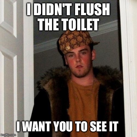 Scumbag Steve Meme | I DIDN'T FLUSH THE TOILET I WANT YOU TO SEE IT | image tagged in memes,scumbag steve | made w/ Imgflip meme maker
