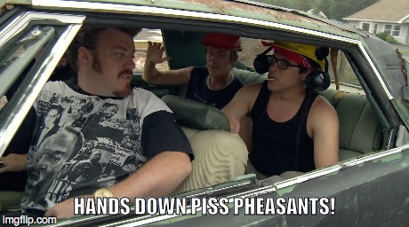 Hands down piss pheasants! | HANDS DOWN PISS PHEASANTS! | image tagged in trailer park boys ricky | made w/ Imgflip meme maker