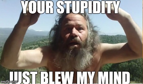 YOUR STUPIDITY JUST BLEW MY MIND | image tagged in gtimejohnny,drunkenpesents,exasperation,blewmymind | made w/ Imgflip meme maker