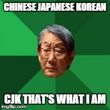 Asian Dad | CHINESE JAPANESE KOREAN CJK THAT'S WHAT I AM | image tagged in asian dad | made w/ Imgflip meme maker