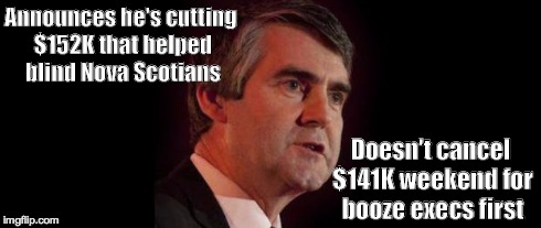 Smart Guy Stephen | Announces he's cutting $152K that helped blind Nova Scotians Doesn't cancel $141K weekend for booze execs first | image tagged in smart guy stephen | made w/ Imgflip meme maker