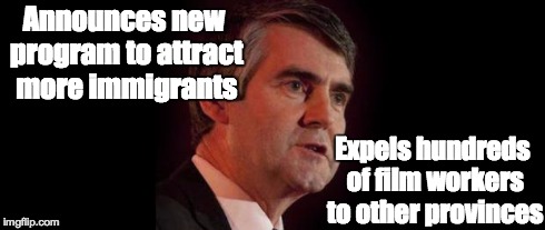 Smart Guy Stephen | Announces new program to attract more immigrants Expels hundreds of film workers to other provinces | image tagged in smart guy stephen | made w/ Imgflip meme maker