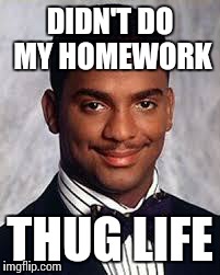 Thug Life | DIDN'T DO MY HOMEWORK THUG LIFE | image tagged in thug life | made w/ Imgflip meme maker