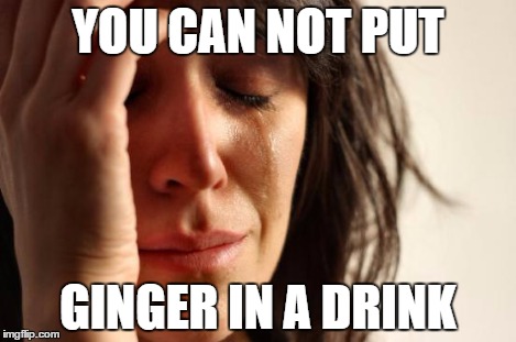 First World Problems Meme | YOU CAN NOT PUT GINGER IN A DRINK | image tagged in memes,first world problems | made w/ Imgflip meme maker