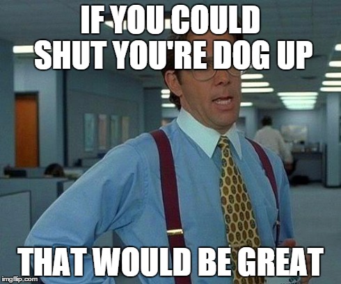 what i have away's wanted to say to my neighbor | IF YOU COULD SHUT YOU'RE DOG UP THAT WOULD BE GREAT | image tagged in memes,that would be great | made w/ Imgflip meme maker
